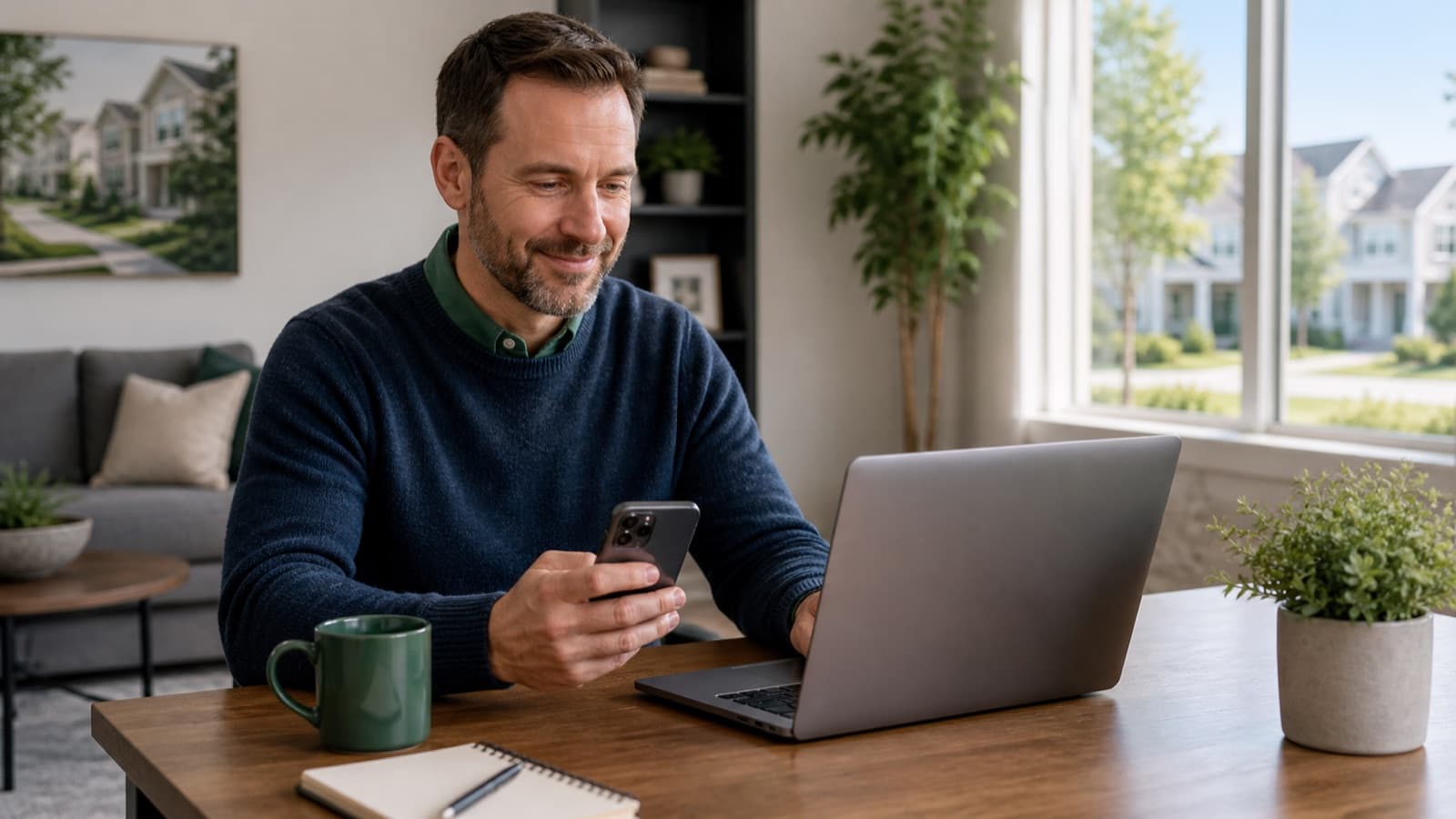 Homeowner paying association dues online from a laptop